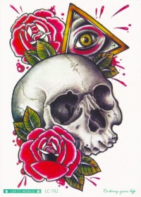 Временная татуировка Череп и розы. 34149