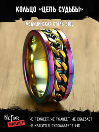 Кольцо из нержавеющей стали 8 мм Цепь Судьбы KSS487