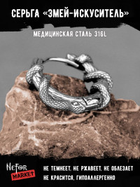 Серьга из нержавеющей стали Змей-Искуситель (1шт) HPN766