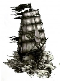 Временная татуировка Пиратский корабль 33755