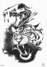 Временная татуировка Череп и тигр 34463