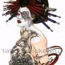 Временная татуировка Японка с кошкой 33805