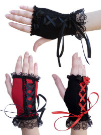 Перчатки на ладонь короткие с декоративной шнуровкой. Трикотаж ПП31