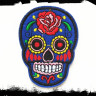 Термонашивка Череп Санта Муэрте синий TNV079