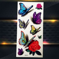Одноразовая тату-переводилка Розы и бабочки 3D. tat307