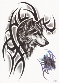 Временная татуировка Волк в орнаменте 34230