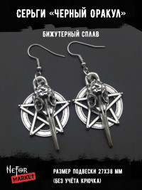 Серьги Череп с пентаграммой СА034