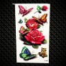 Одноразовая тату-переводилка Розы и бабочки 3D. tat308