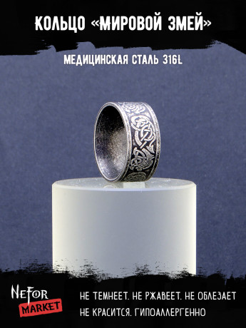 Кольцо из нержавеющей стали Мировой Змей KSS516