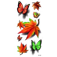 Одноразовая тату-переводилка Бабочки и листья 3D. tat313