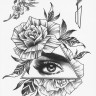 Временная татуировка Глаз, треугольник, цветы 34419