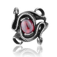Кольцо Змеи с красным камнем VKR757