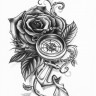 Временная татуировка Роза, компас, якорь 34393