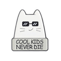 Значок Котик "Cool kids never die" BR263
