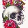 Временная татуировка Череп и розы. 34149