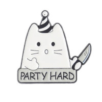 Значок Котик "Party hard" BR265