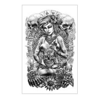 Временная татуировка Девушка с черепом. 34060