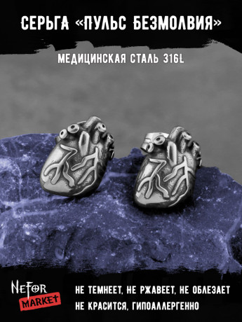  Серьга из нержавеющей стали Пульс Безмолвия (1 шт) HPN776