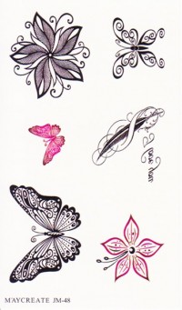 Временная татуировка Цветы и бабочки 34573