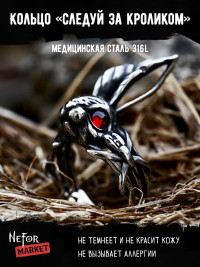 Кольцо из нержавеющей стали Следуй за Кроликом KSS518