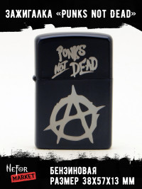 Зажигалка чёрная Punks not Dead NFZB037