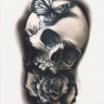 Временная татуировка  Череп, роза и бабочка 34361