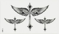 Временная татуировка Крест с крыльями 33853