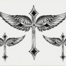 Временная татуировка Крест с крыльями 33853