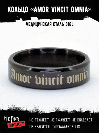Кольцо из нержавеющей стали Amor vincit omnia 6 мм KSS590b