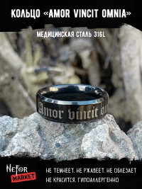 Кольцо из нержавеющей стали Amor vincit omnia 6 мм KSS590b