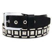 Ремень кожаный скоба + пирамида BELT28