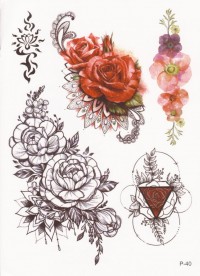 Временная татуировка Цветы 34238