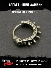 Серьга из нержавеющей стали Шип Ламии HPN797