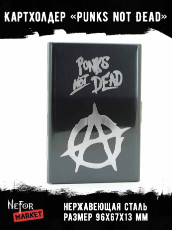 Картхолдер на 6 карт стальной черный Punks not Dead NFH012b