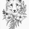 Временная татуировка Лисичка и цветы 34222