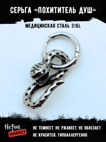 Серьга из нержавеющей стали Похититель Душ (1 шт) HPN875