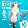 Плюшевый Котик с пледом (серый) PSH50
