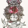 Временная татуировка Часы и корона 34413